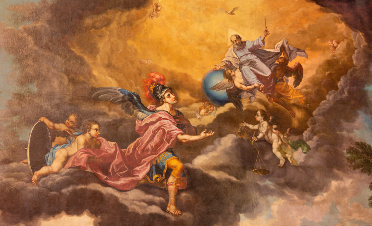 Painting of God the Creator and St. Michael the Archangel by Juan Muntaner Cladera